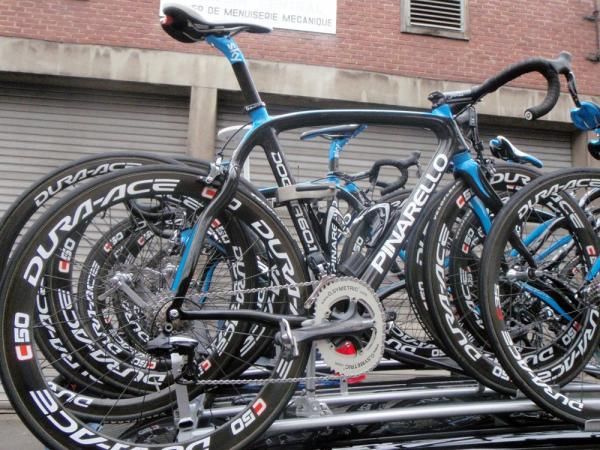 The Team Sky Pinarello bikes