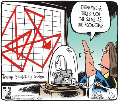 Political cartoon U.S. Trump stock market economy