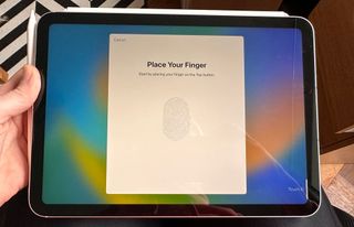 Image of an iPad 2022 showing Touch ID screen