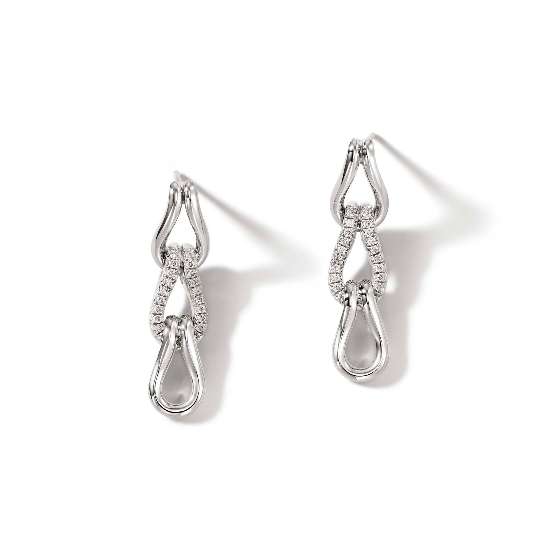 Surf Link Earrings, Sterling Silver, Diamonds|ebp9011792di