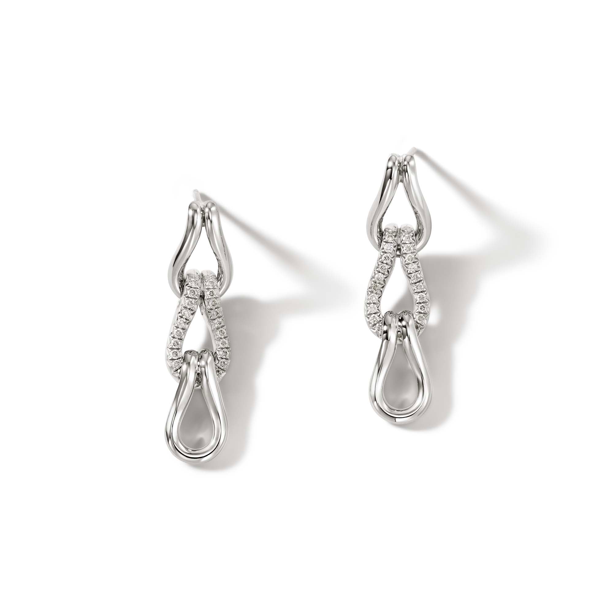 Surf Link Earrings, Sterling Silver, Diamonds|ebp9011792di