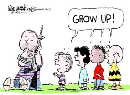 Political cartoon U.S. Peanuts NRA gun control