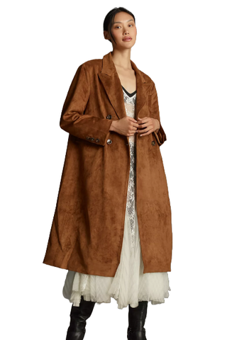 By Anthropologie Faux-Suede Trench Coat