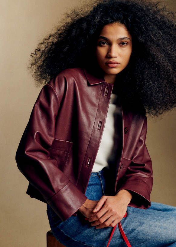 Mia Jacket - Burgundy - Lamb Leather - Sézane