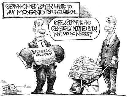 Editorial Cartoon U.S. Bayer Monsanto 2016