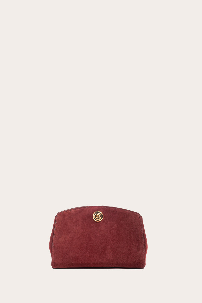 Pushlock Clutch Maroon Suede