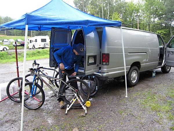 Race day in Bromont, Canada, was extremely wet and muddy.
