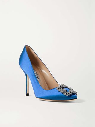 Manolo Blahnik + Leva 105 Metallic Leather Sandals