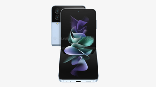An unofficial render of the Samsung Galaxy Z Flip 4, showing two Z Flips back to back and partially open