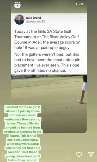 Billy Horschel praised the attitude of the high school golfers faced with an almost impossible course set-up