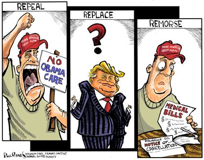 Political cartoon U.S. Obamacare repeal and replace