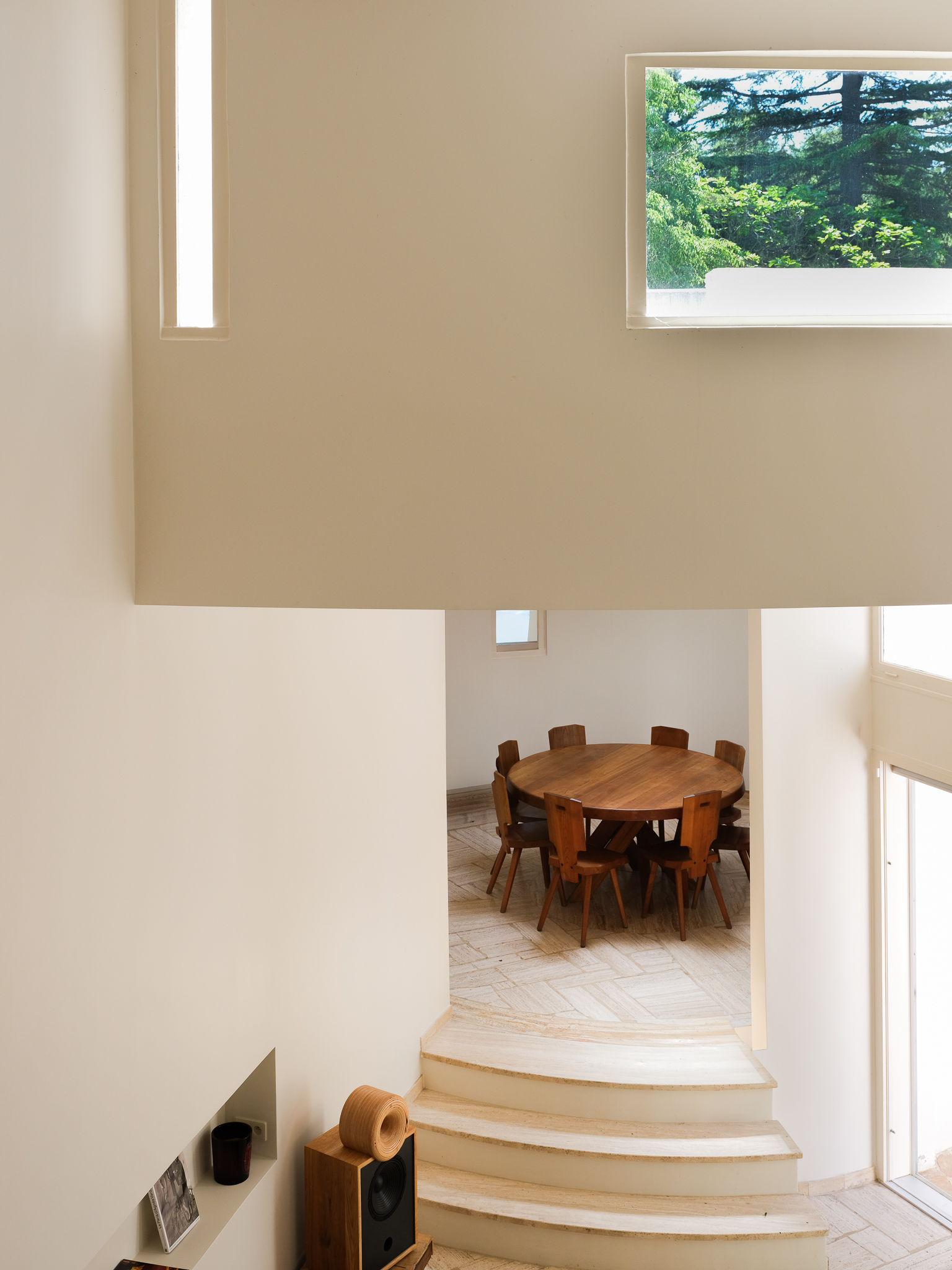 view of the interior of a modernist house with a minimal interior located in arles france