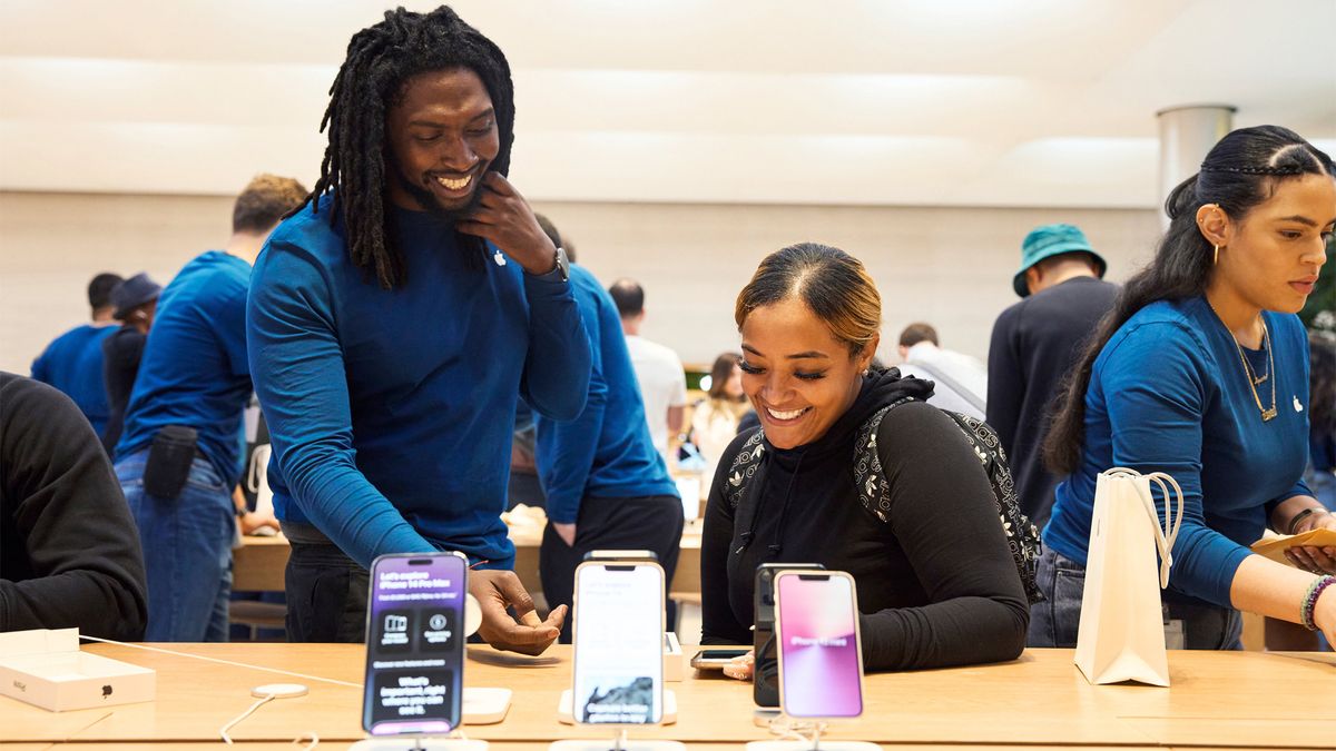 iPhone 14 in an Apple Store