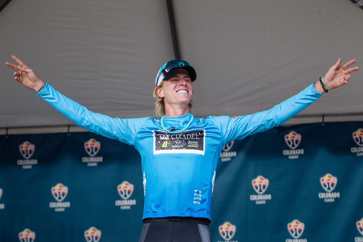 TJ Eisenhart (Holowesko-Citadel) in the leader's jersey