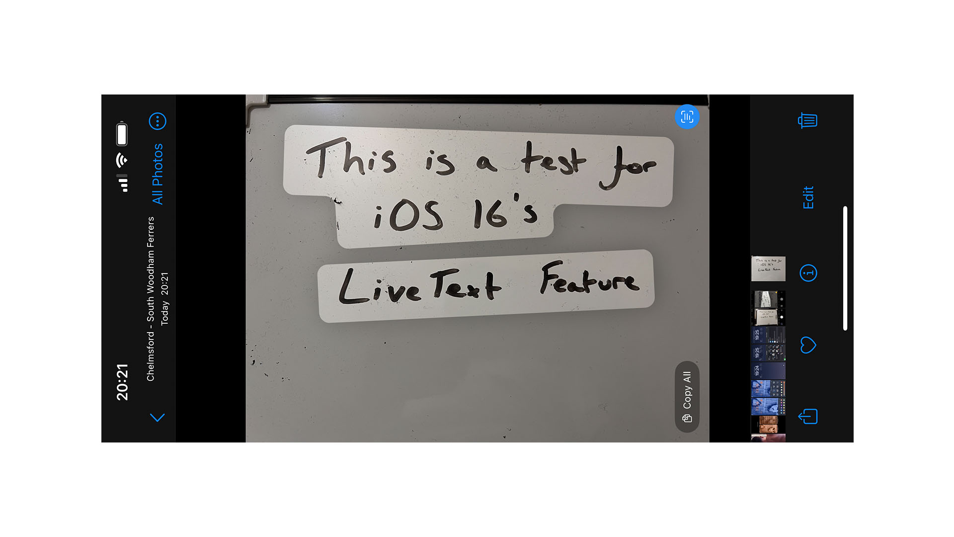 Live text in iOS 16