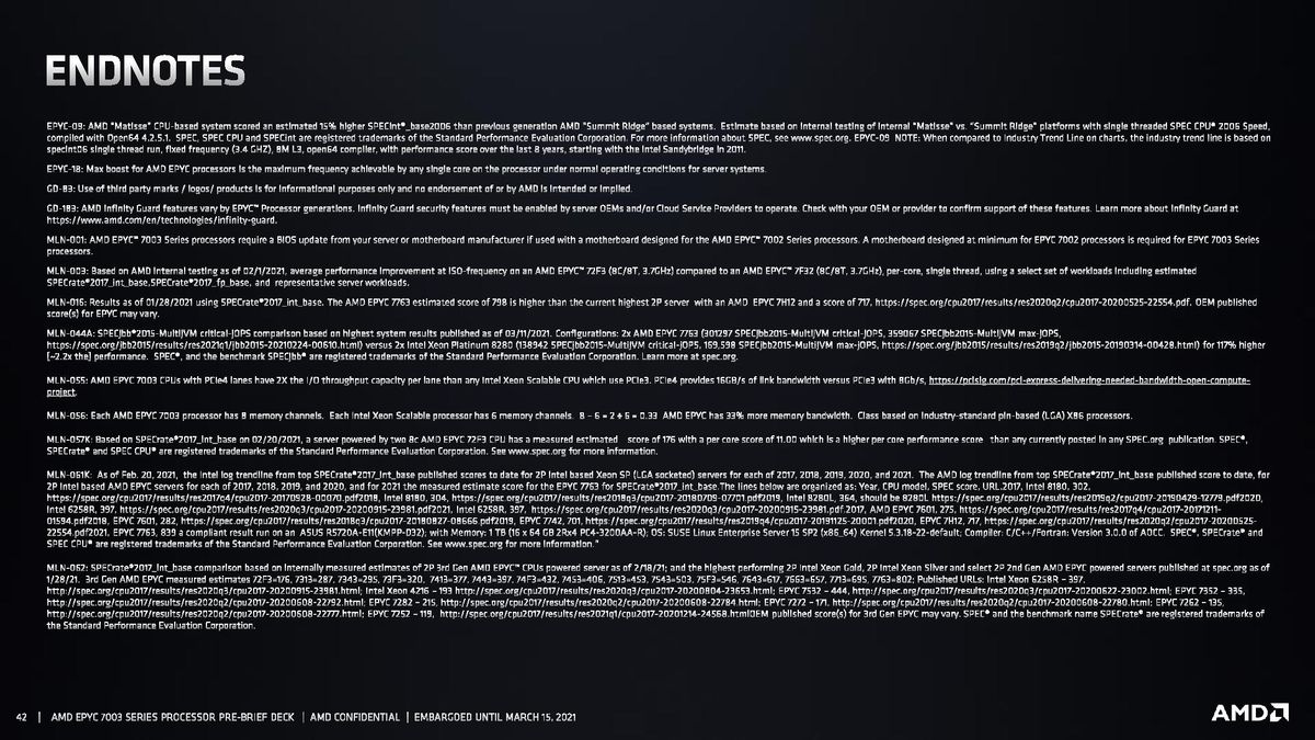 AMD EPYC Milan Footnotes
