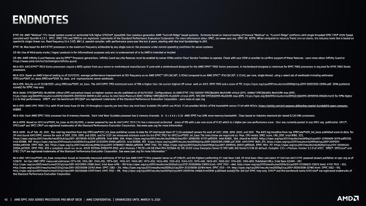 AMD EPYC Milan Footnotes