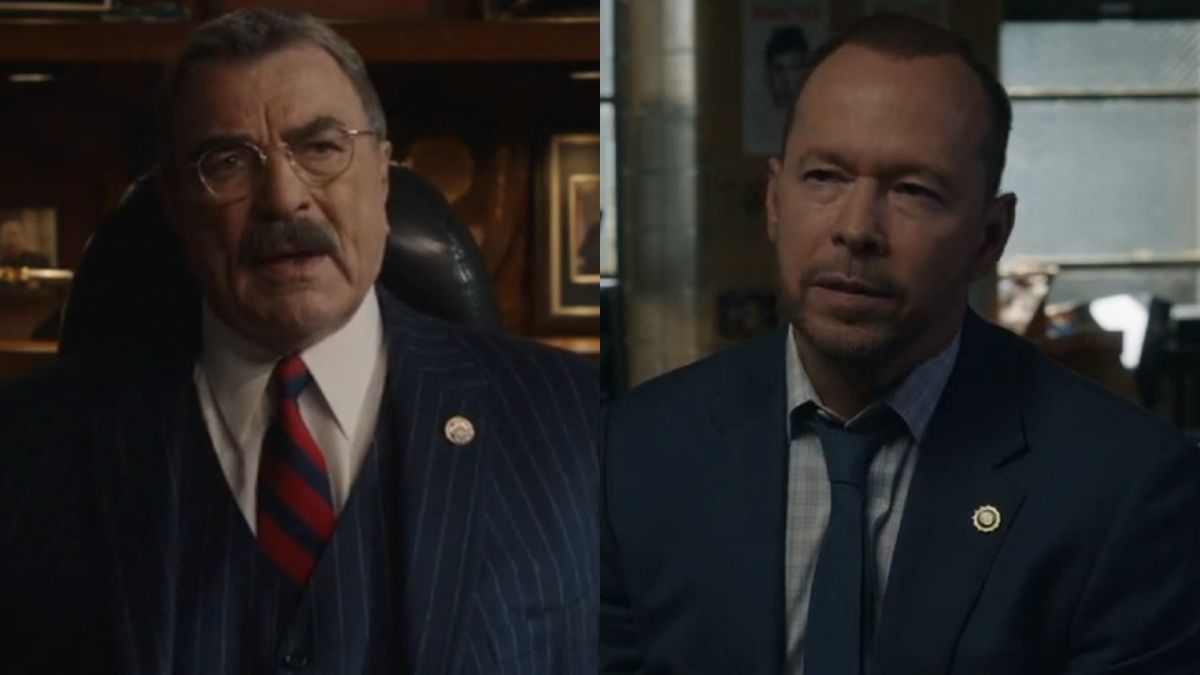 Tom Selleck and Donnie Wahlberg on the series finale of Blue Bloods.