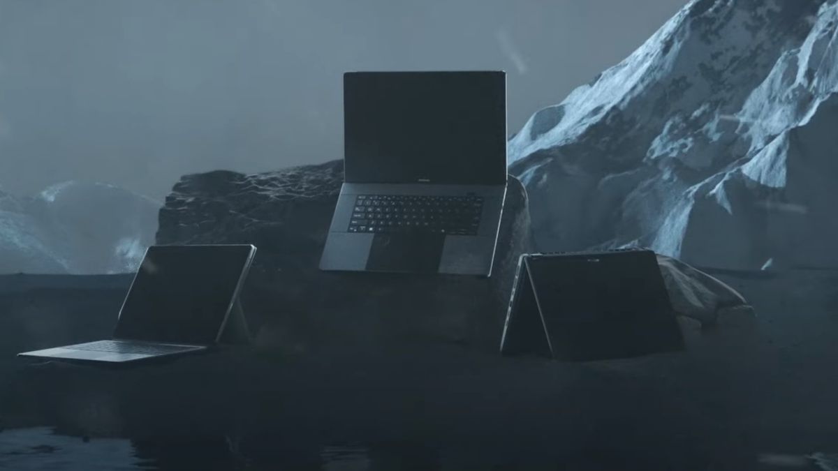 Asus laptops on a mountain