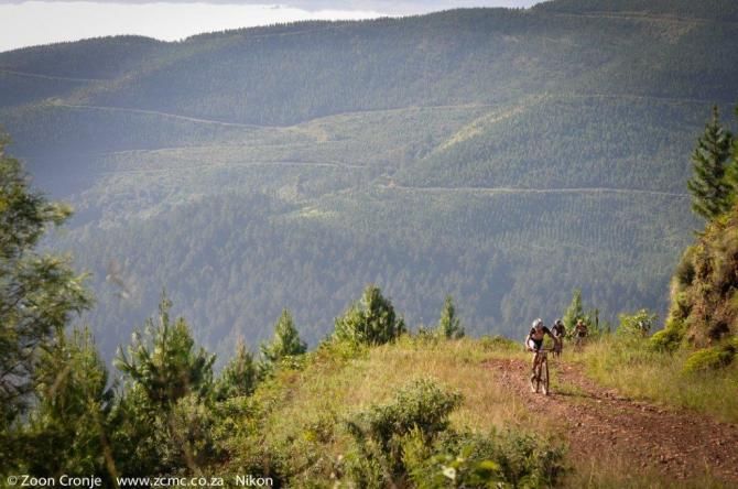Riders make their way up a climb