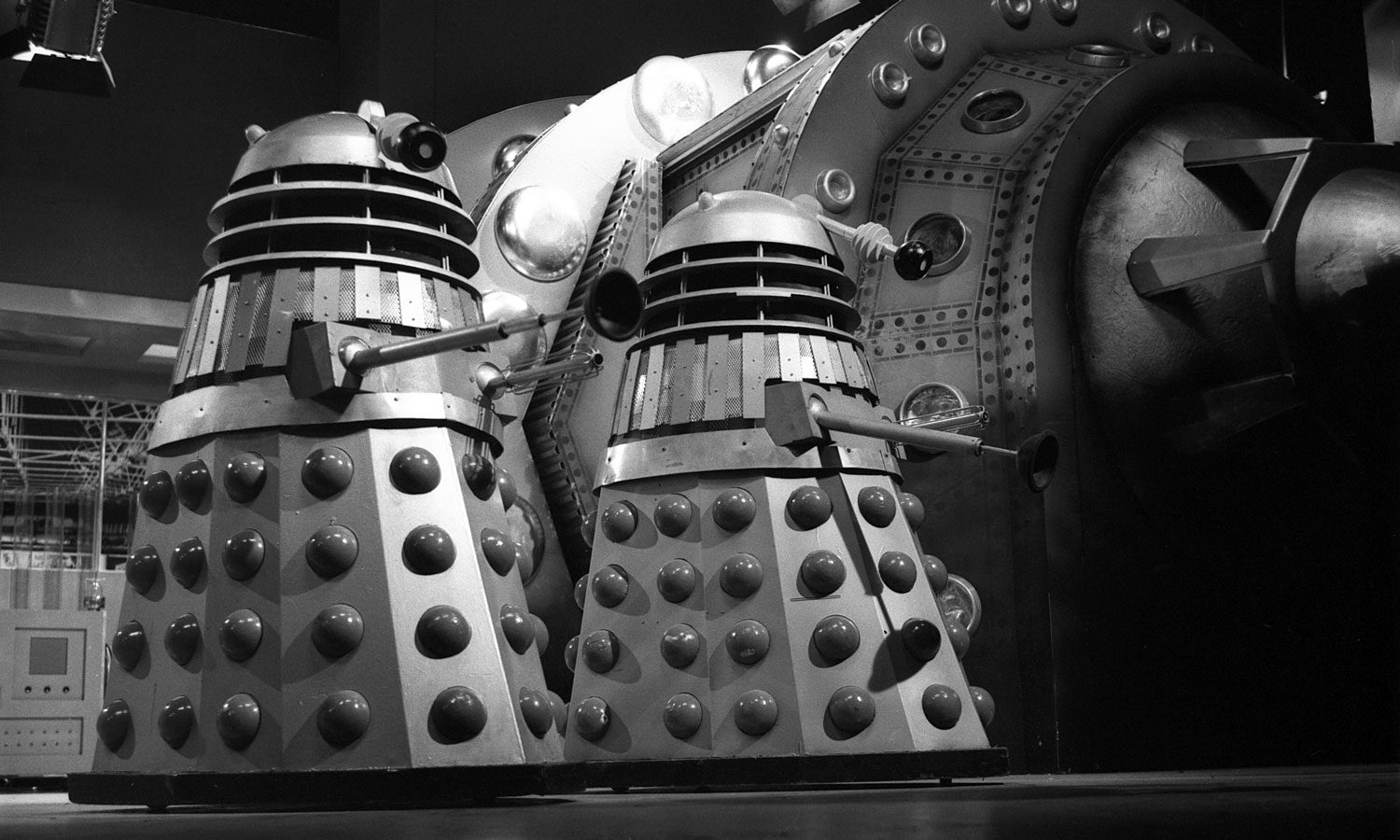 Two Daleks showing in the Doctor Who episode "The Power of the Daleks".