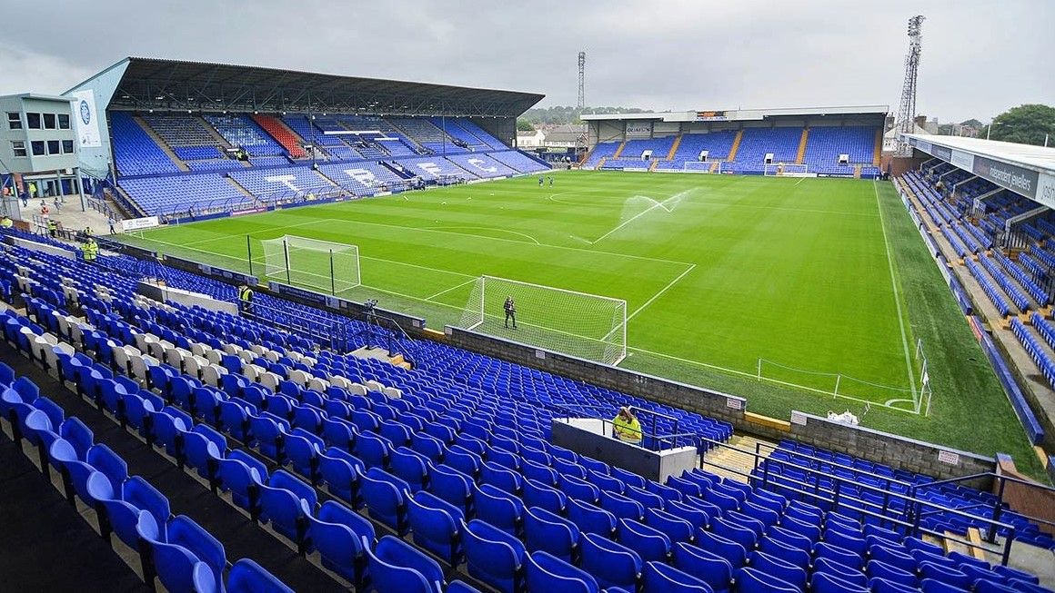 Inside Prenton Park stadium in Birkenhead