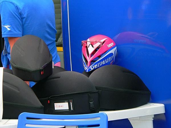 The matching case for the Specialized TT helmet is akin to a scene from Invasion of the Body Snatchers.