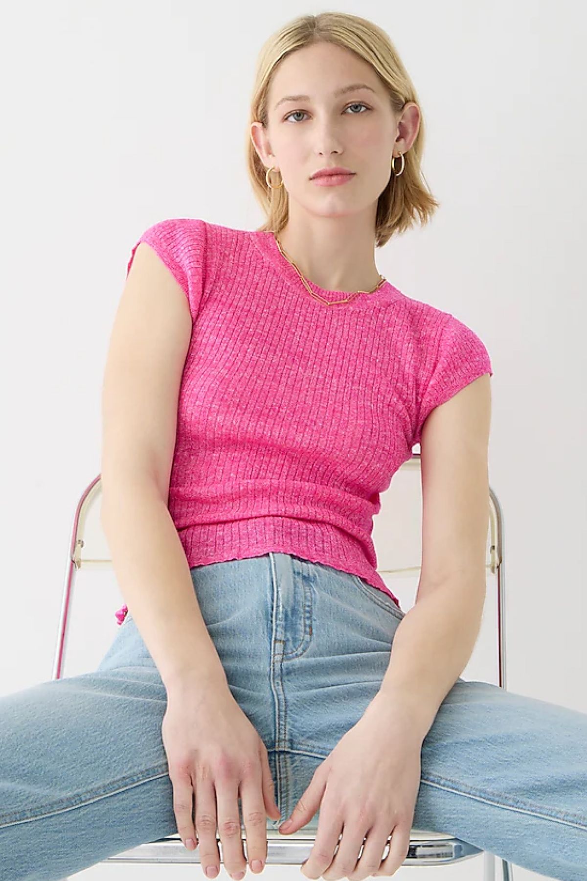 J. Crew Cap-Sleeve Crewneck Sweater T-Shirt