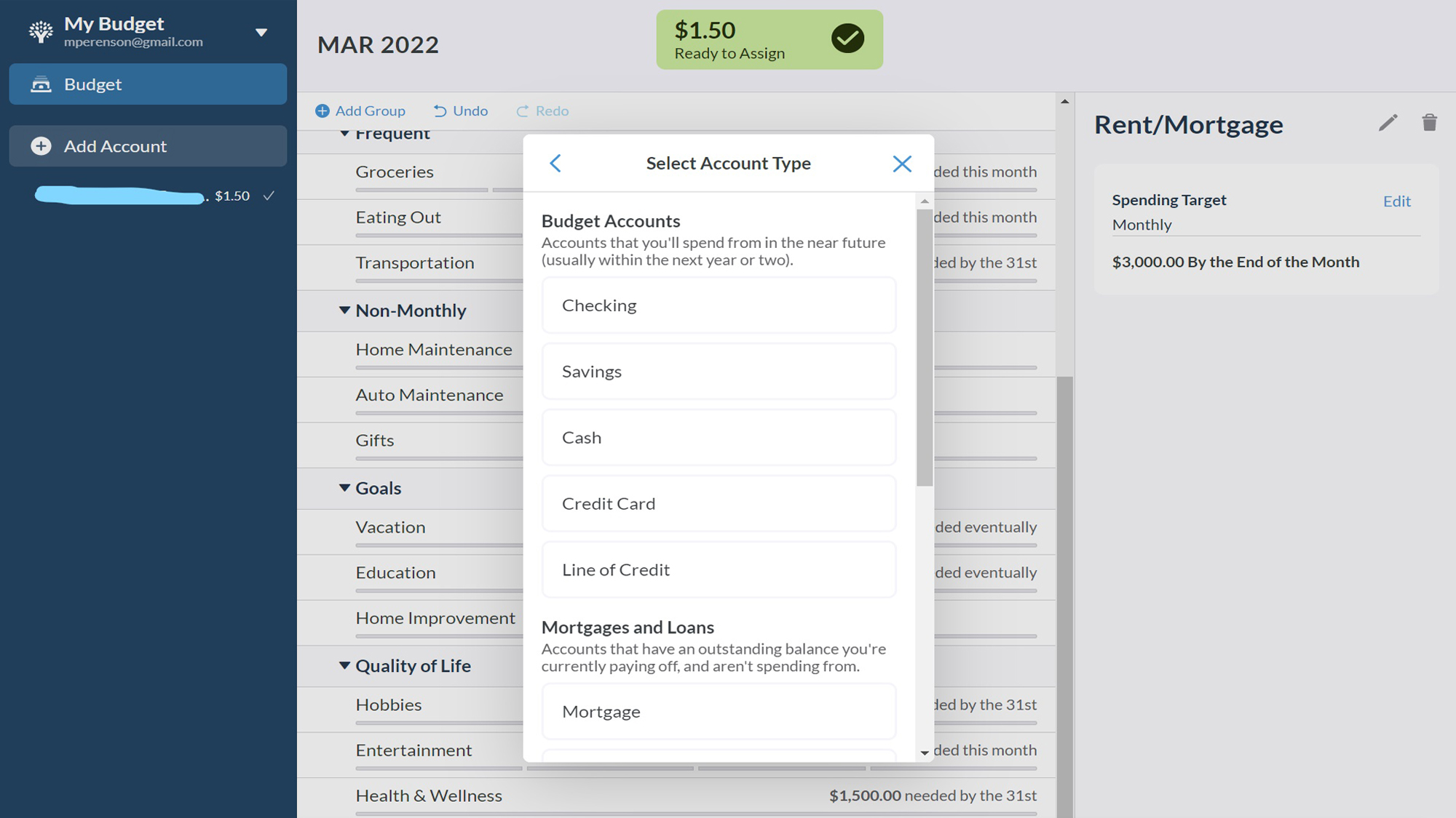 Captura de tela YNAB