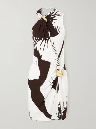 Venus Embellished Printed Stretch-Jersey Dress