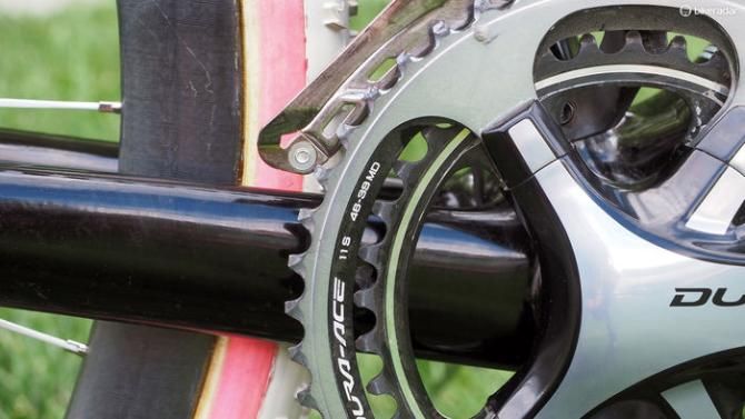 While Shimano Dura-Ace outer chainrings are normally forged (and sport a super-rigid hollow structure), these outer chainrings are instead CNC-machined from flat plate - and they're nearly impossible to come by