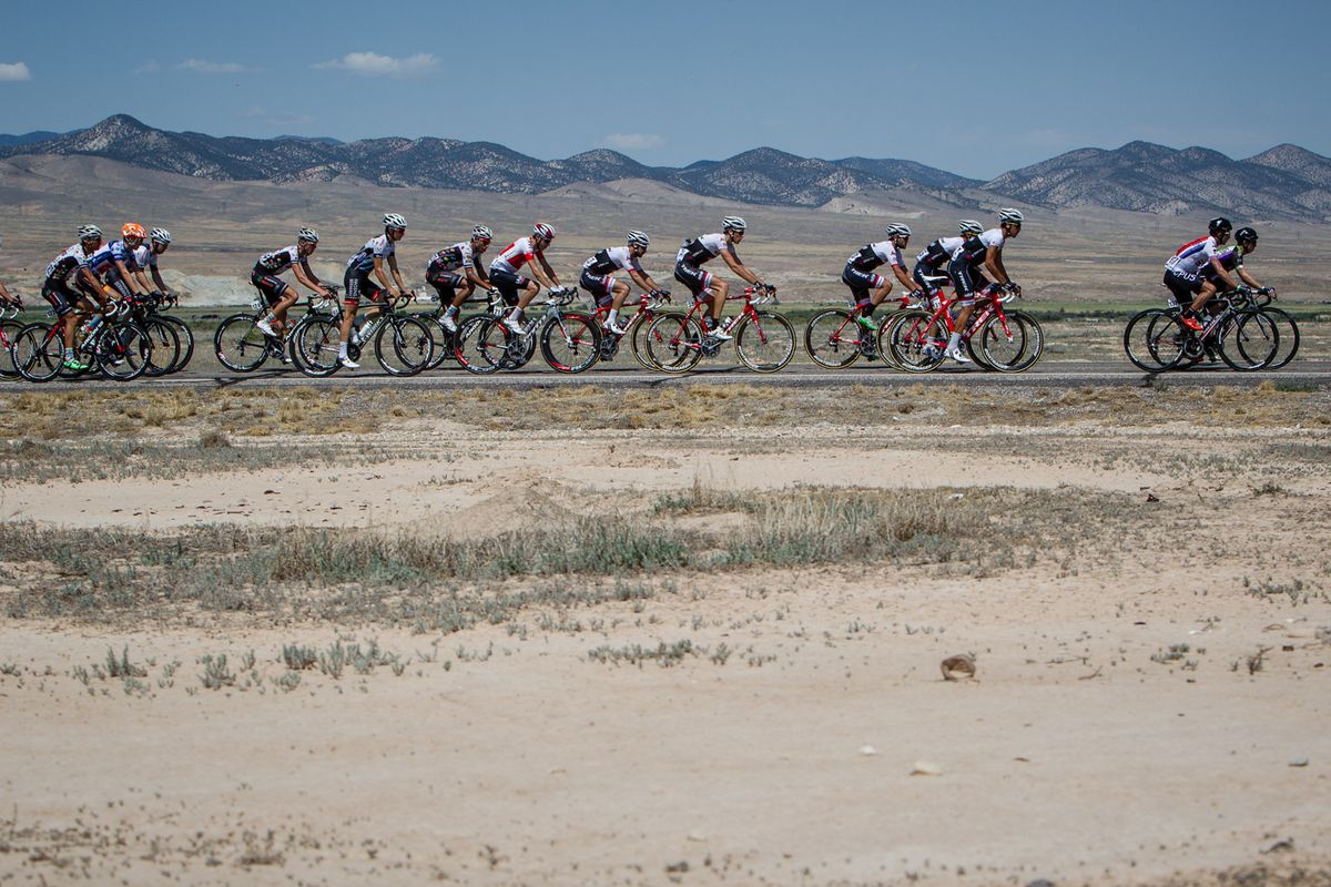 The Trek-Segafredo squad gather at the head of the peloton