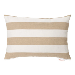 A striped outdoor cushion