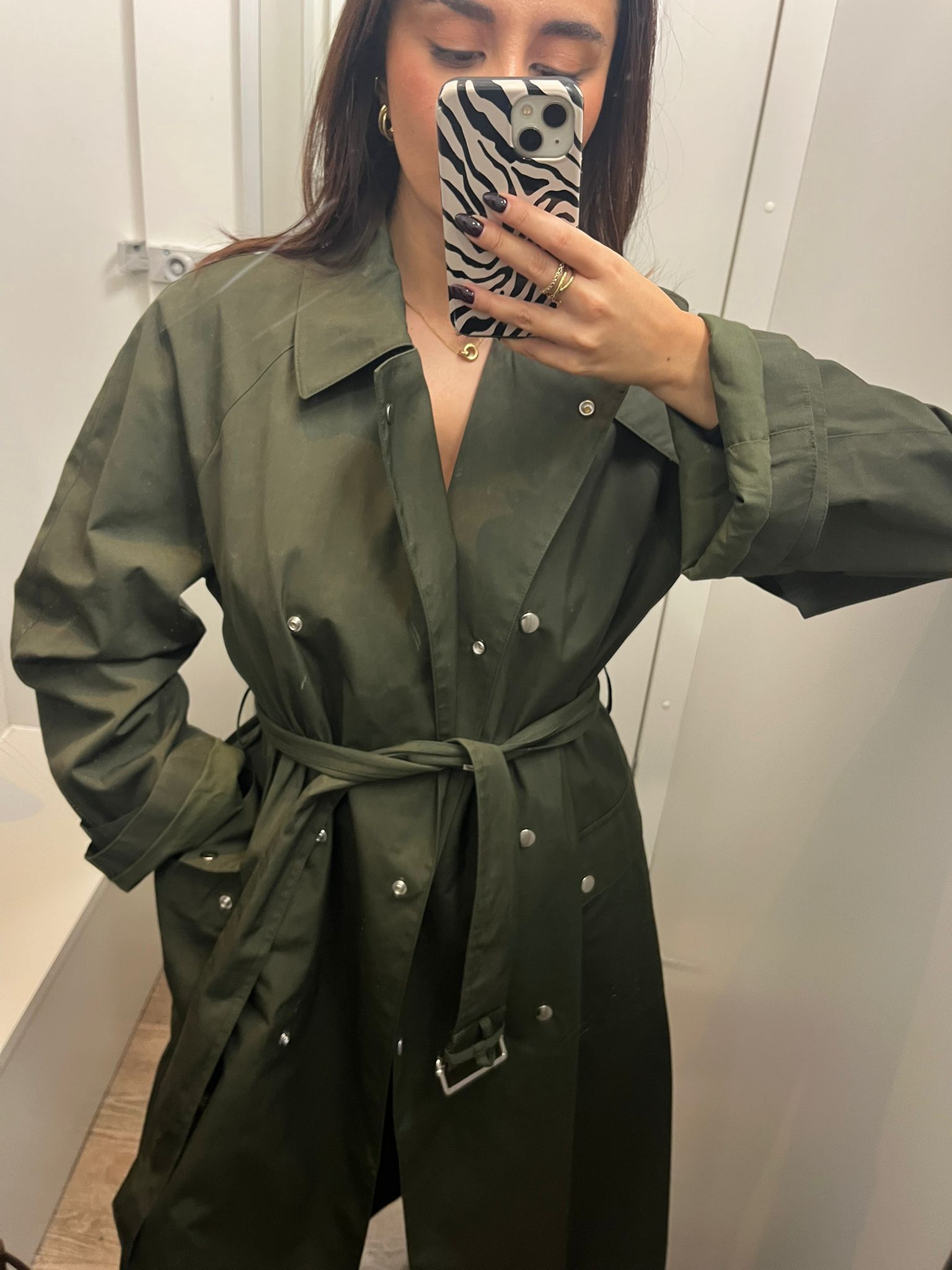 Senior Shopping Editor Marina wearing Khaki trench coat from M&S