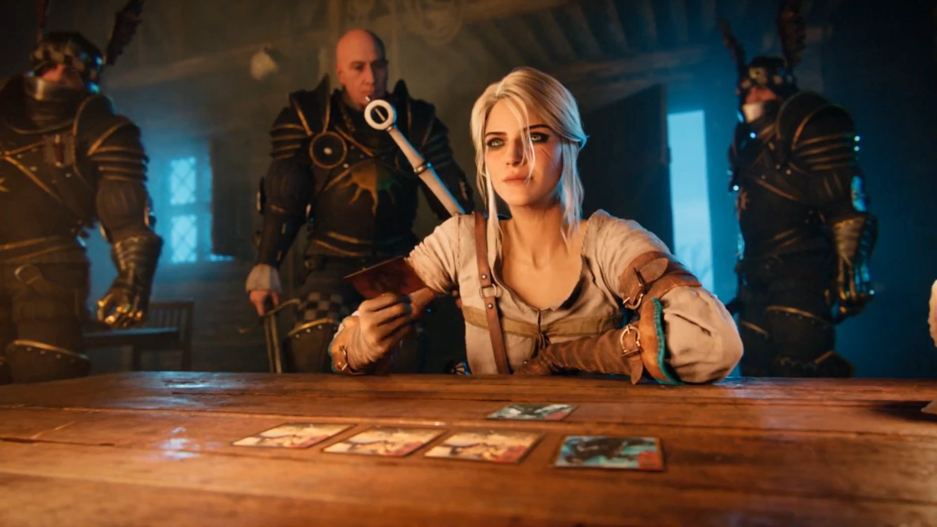 Ciri playing Gwent in Gwent: The Witcher Card Game cinematic trailer.