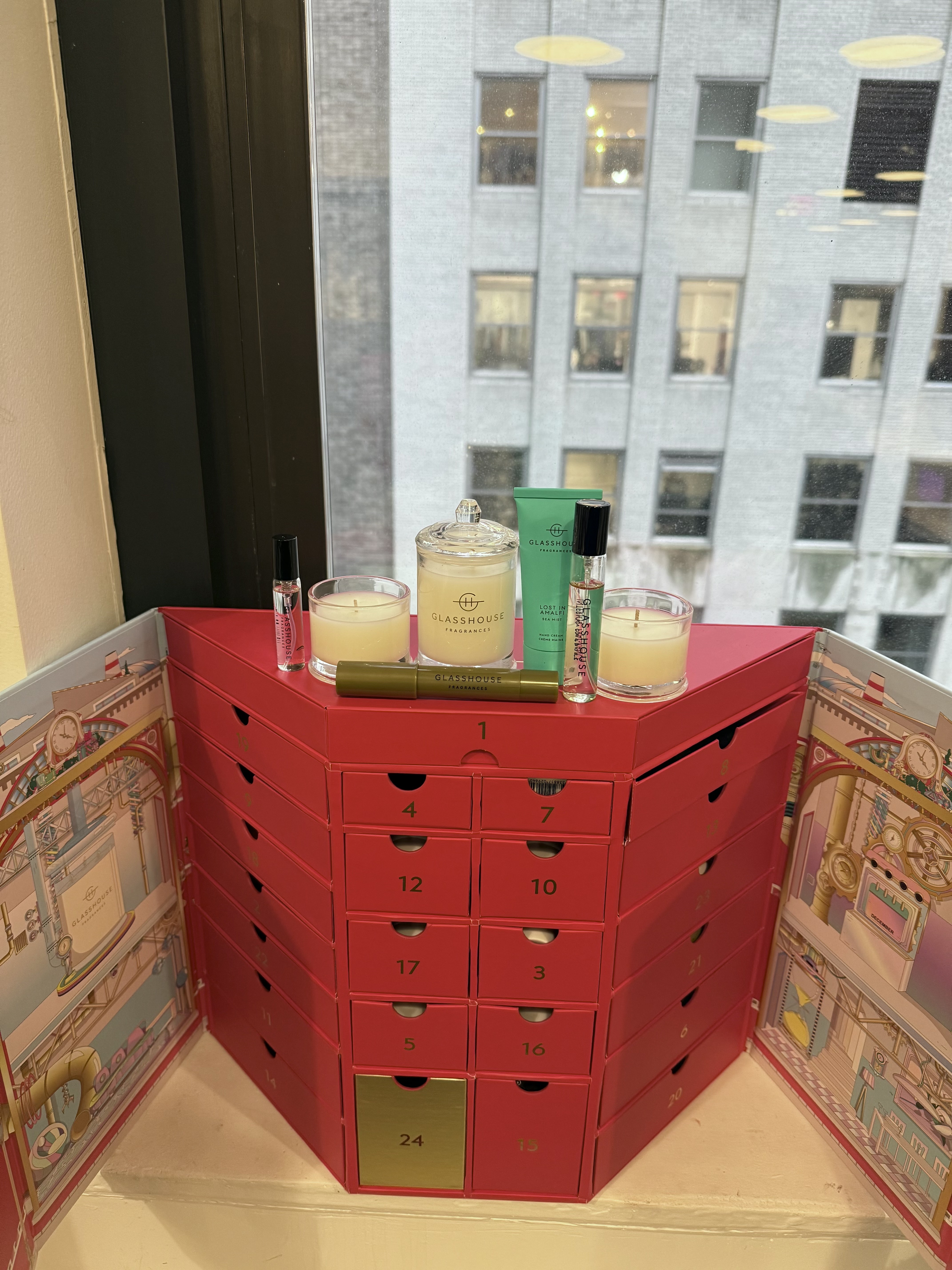 Jamie Schneider opening the Glasshouse Fragrances advent calendar