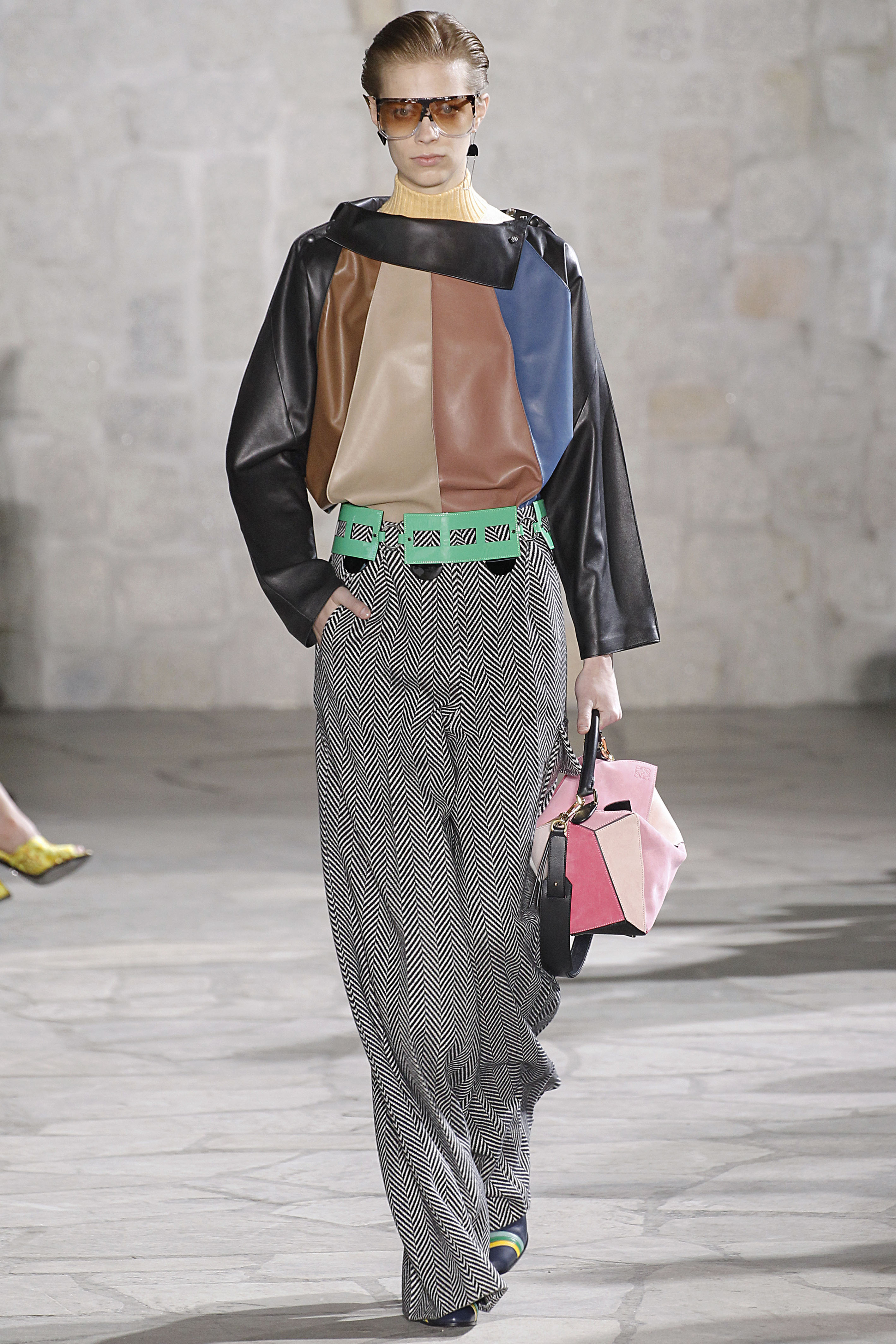 An image of the first-ever Loewe Puzzle bag design on the spring/summer 2015 runway.