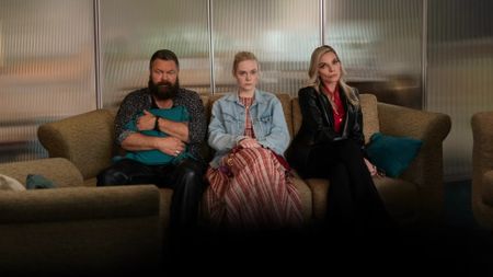 Nick Offerman, Elle Fanning and Michelle Pfeiffer in Margo's Got Money Troubles