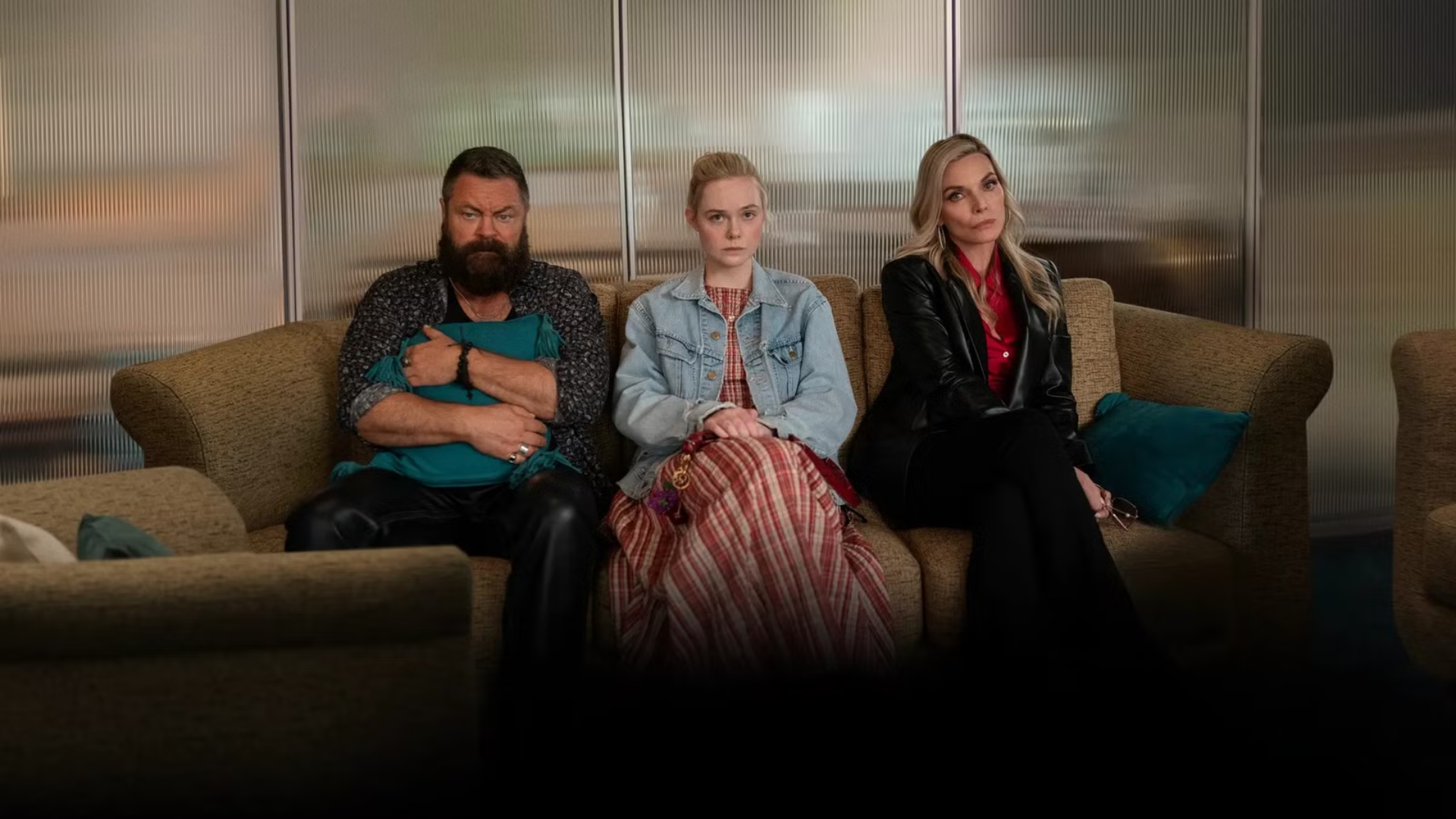 Nick Offerman, Elle Fanning and Michelle Pfeiffer in Margo's Got Money Troubles