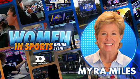 The Daktronics Women in Sports event with a headshot of Myra Miles.