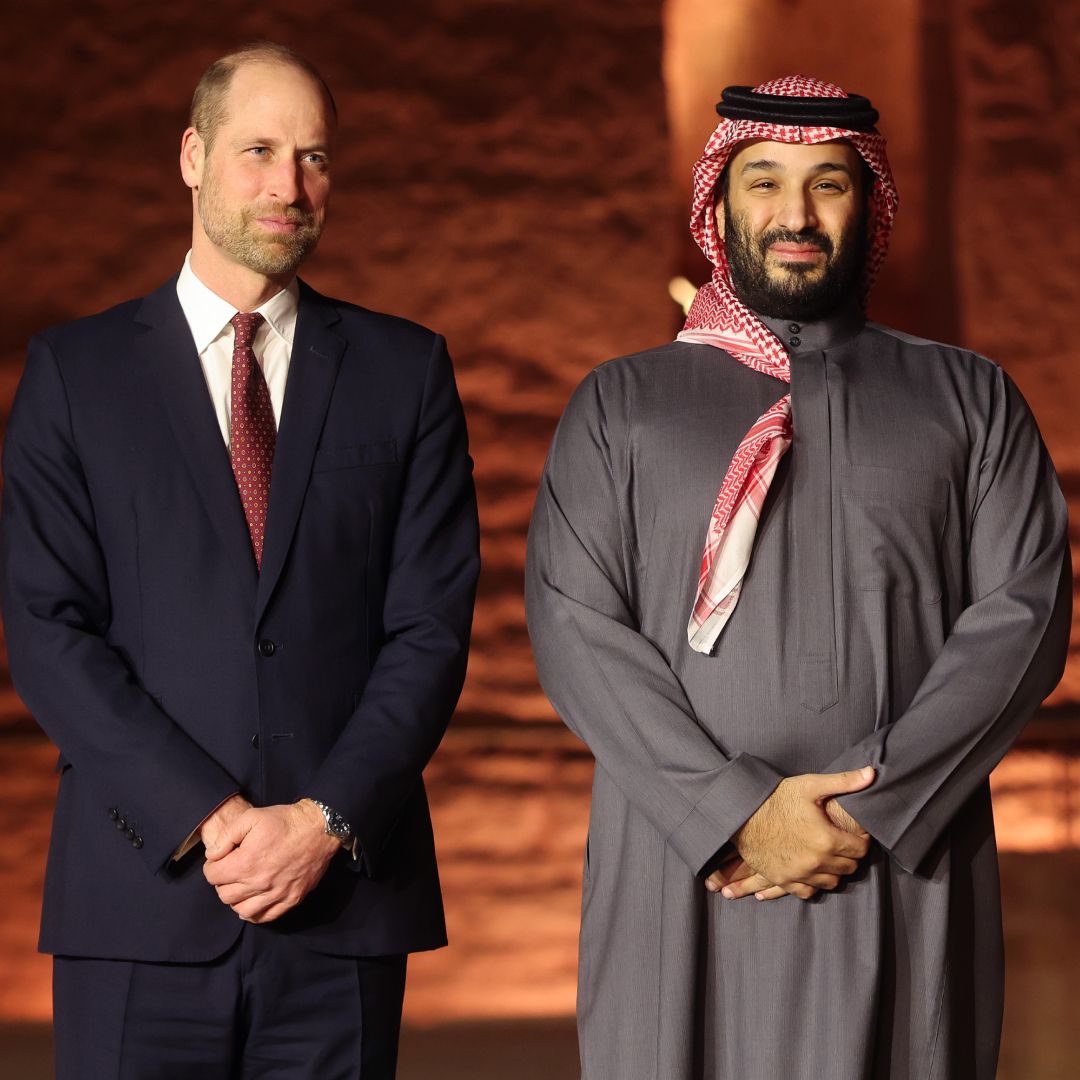 Prince William and Crown Prince of Saudi Arabia standing next to each other 