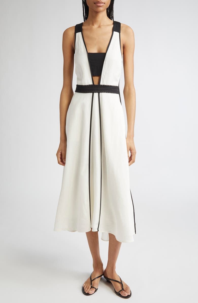 Valencia Contrast Sleeveless Midi Dress