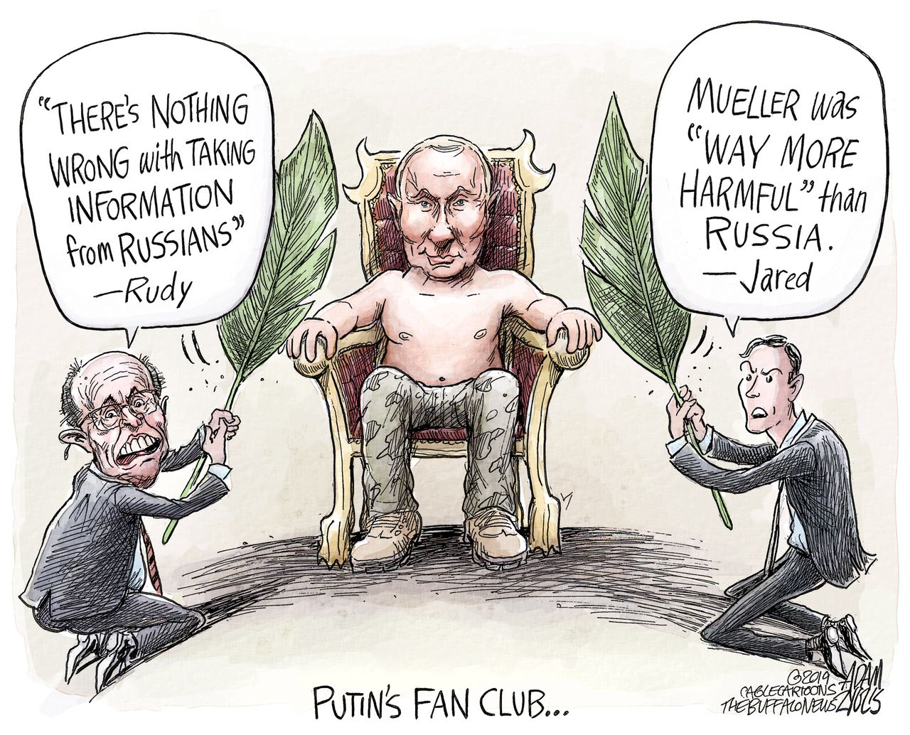 Political Cartoon World Russia fan club Jared Kushner Rudy Giuliani