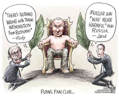 Political Cartoon World Russia fan club Jared Kushner Rudy Giuliani