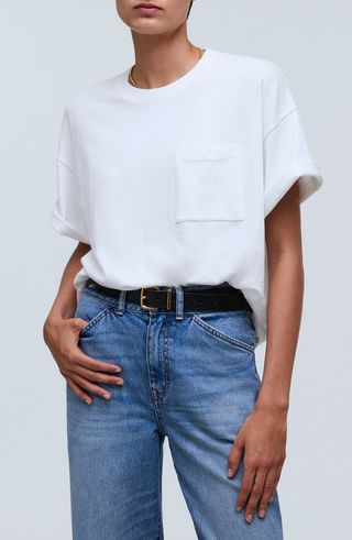 Garment-Dyed Oversize Cotton Pocket T-Shirt