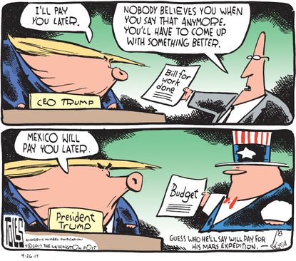 Political Cartoon U.S. Trump Mexico Border Wall Immigration Money