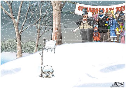 Editorial cartoon U.S. Groundhog Day
