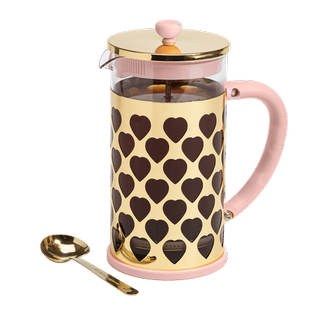 Paris Hilton French Press Coffee Maker With Heart Shaped Measuring Scoop, 34 Ounce, Pink