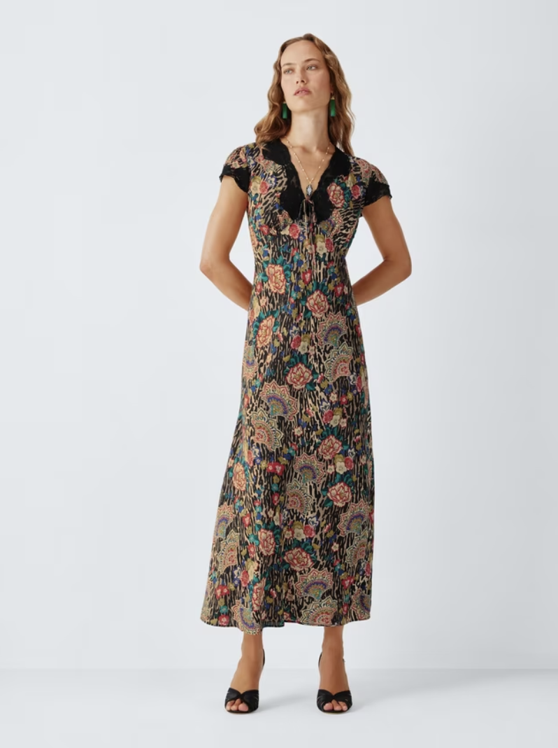 John Lewis x RIXO, Amari Floral Leopard Print Midi Dress