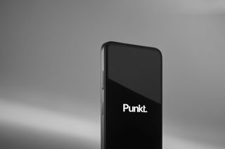 Punkt. MC02 Smartphone with brand logo on black screen